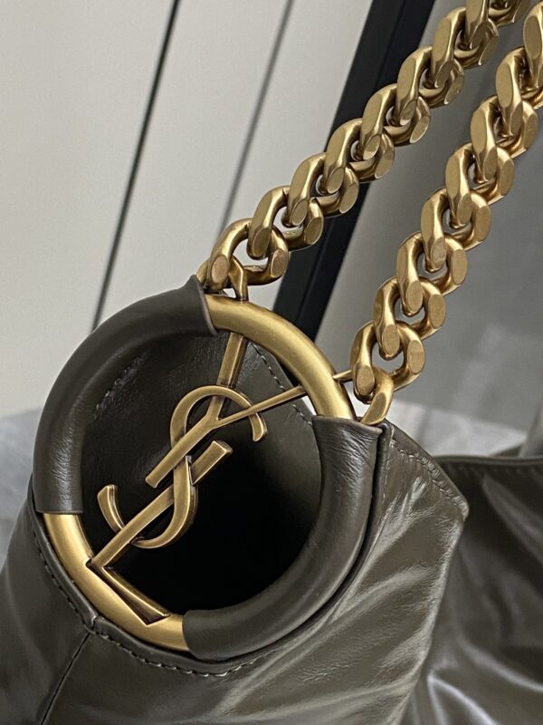 sy_no_48514CB3CAB7CE5F35BCE034501EB7A4_3 YSL Oil-Waxed Leather Chain Hobo Bag – Green & Gold