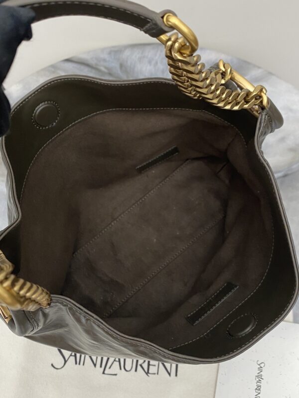 sy_no_48514CB3CAB7CE5F35BCE034501EB7A4_5 YSL Oil-Waxed Leather Chain Hobo Bag – Green & Gold