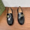 Gucci Leather Loafer with Geometric G Buckle in Black
