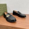 Gucci Leather Loafer with Geometric G Buckle in Black