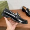 Gucci Leather Loafer with Geometric G Buckle in Black