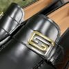 Gucci Leather Loafer with Geometric G Buckle in Black