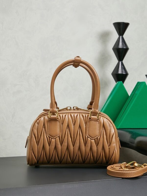 Miu Miu Mini Pleated Lambskin Bowling Bag (Handheld/Shoulder/Crossbody)