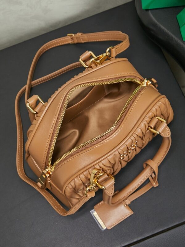 Miu Miu Mini Pleated Lambskin Bowling Bag (Handheld/Shoulder/Crossbody)