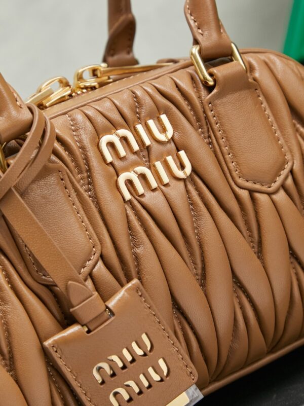 Miu Miu Mini Pleated Lambskin Bowling Bag (Handheld/Shoulder/Crossbody)
