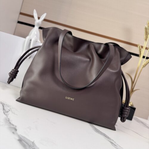 sy_no_4A3ACD7F120106F4FB5716D0E1E10579_0 Loewe Flamenco Large Pouch Bag – Napa Calfskin Leather (Dark Brown)