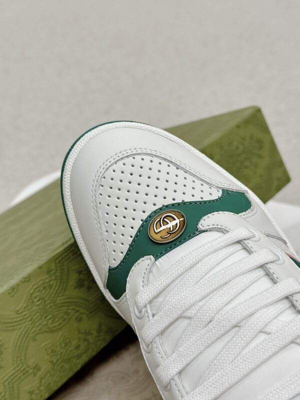sy_no_4A6641C51A89B19B9948994FF3DD1ADF_6 Gucci Screener White Leather Sneaker with Green & Pink Web & Interlocking GG Embroidery