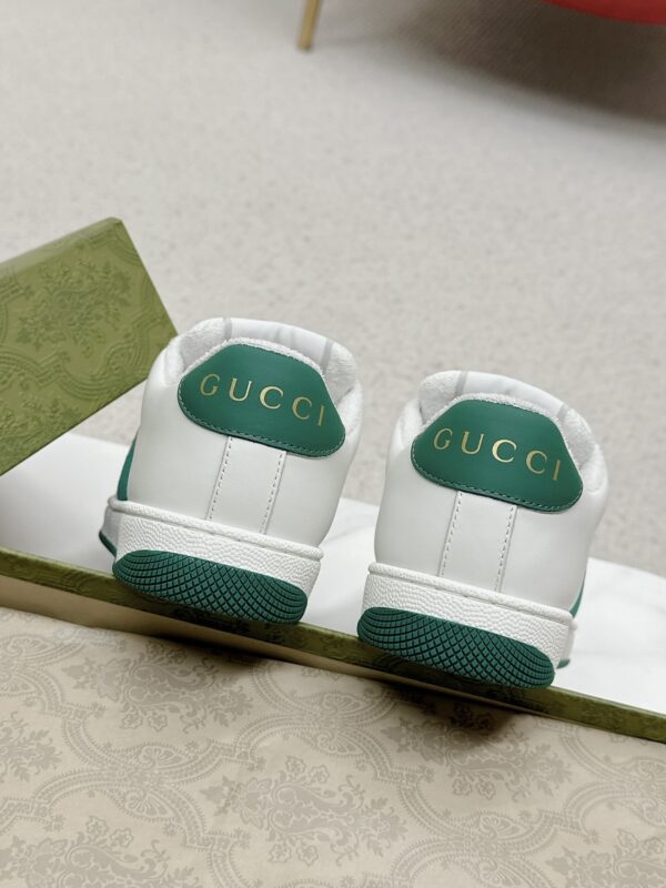 sy_no_4A6641C51A89B19B9948994FF3DD1ADF_7 Gucci Screener White Leather Sneaker with Green & Pink Web & Interlocking GG Embroidery