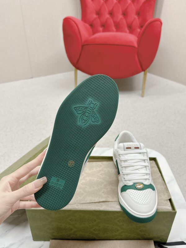 sy_no_4A6641C51A89B19B9948994FF3DD1ADF_8 Gucci Screener White Leather Sneaker with Green & Pink Web & Interlocking GG Embroidery