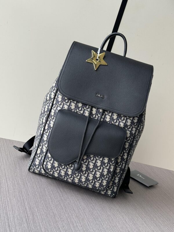 Dior Saddle Backpack – Blue Oblique & Black Grained Leather