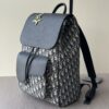 Dior Saddle Backpack – Blue Oblique & Black Grained Leather