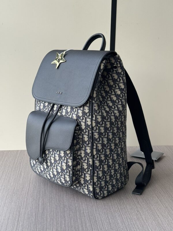 Dior Saddle Backpack – Blue Oblique & Black Grained Leather