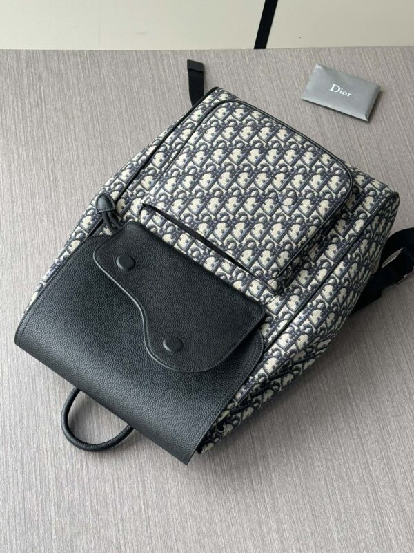Dior Saddle Backpack – Blue Oblique & Black Grained Leather