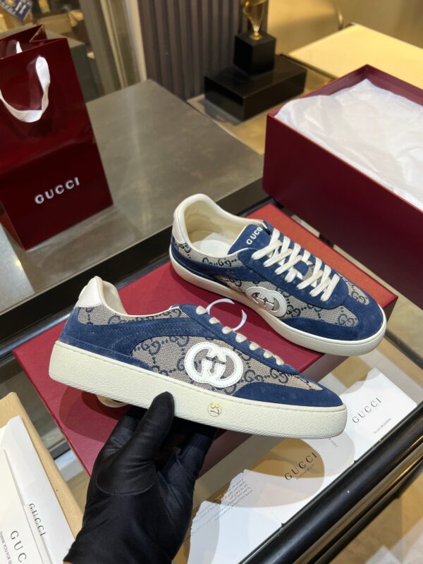 sy_no_4B70ABF8BB93A626729A403BB42B8E03_0 Gucci B Sneaker GG Canvas & Blue Suede – Navy / Denim Blue