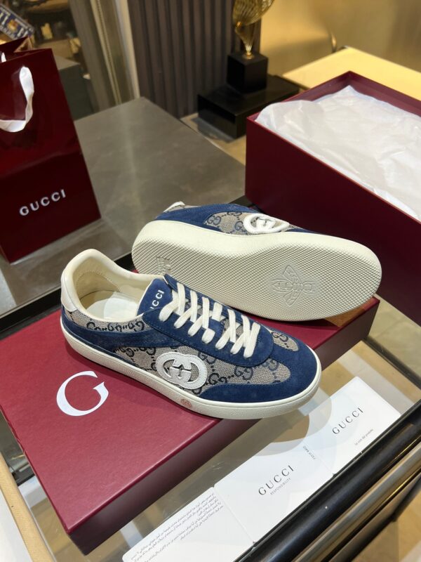 sy_no_4B70ABF8BB93A626729A403BB42B8E03_1 Gucci B Sneaker GG Canvas & Blue Suede – Navy / Denim Blue