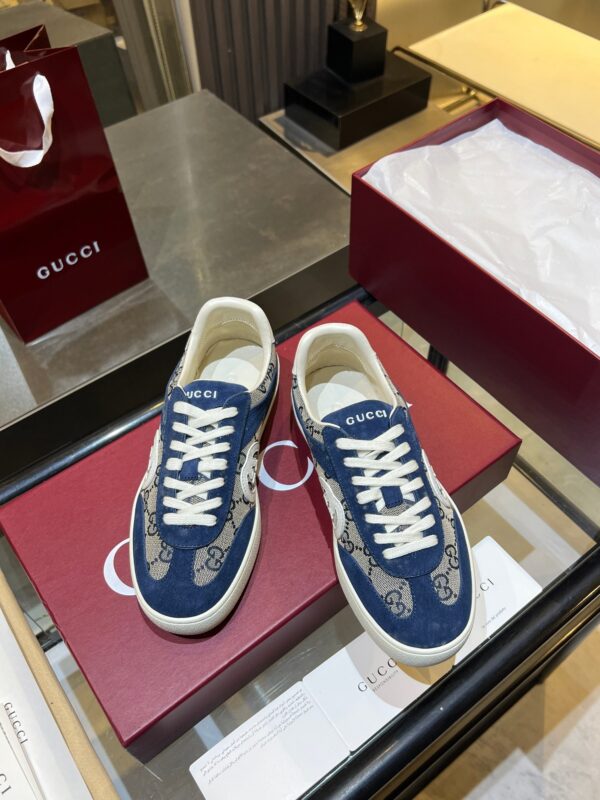 sy_no_4B70ABF8BB93A626729A403BB42B8E03_5 Gucci B Sneaker GG Canvas & Blue Suede – Navy / Denim Blue
