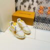 White & Yellow Polka Dot Low-Top Leather Sneakers