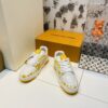 White & Yellow Polka Dot Low-Top Leather Sneakers
