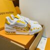 White & Yellow Polka Dot Low-Top Leather Sneakers