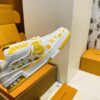 White & Yellow Polka Dot Low-Top Leather Sneakers