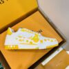 White & Yellow Polka Dot Low-Top Leather Sneakers