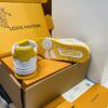 White & Yellow Polka Dot Low-Top Leather Sneakers