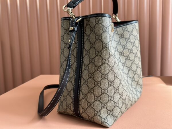 sy_no_4D66346AA4B5B8489099AE15B07DD15B_6 GG Emblem Small Shoulder Bag – Beige & Dark Brown Coated Canvas