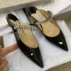 sy_no_4FC51C1E0D6253CF2F6CC4CFF219286C_2 Jimmy Choo Bing Flat Black Patent Leather Crystal-Embellished Pointed-Toe Mules