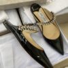 sy_no_4FC51C1E0D6253CF2F6CC4CFF219286C_6 Jimmy Choo Bing Flat Black Patent Leather Crystal-Embellished Pointed-Toe Mules