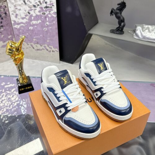 sy_no_50754BE6868A89D8C13CEF659C9993AC_0 Louis Vuitton LV Trainer Maxi Navy Blue, Sky Blue & White Sneakers