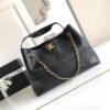 Black Quilted Leather Double-C Large Shoulder Tote Bag