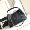 Black Quilted Leather Double-C Large Shoulder Tote Bag
