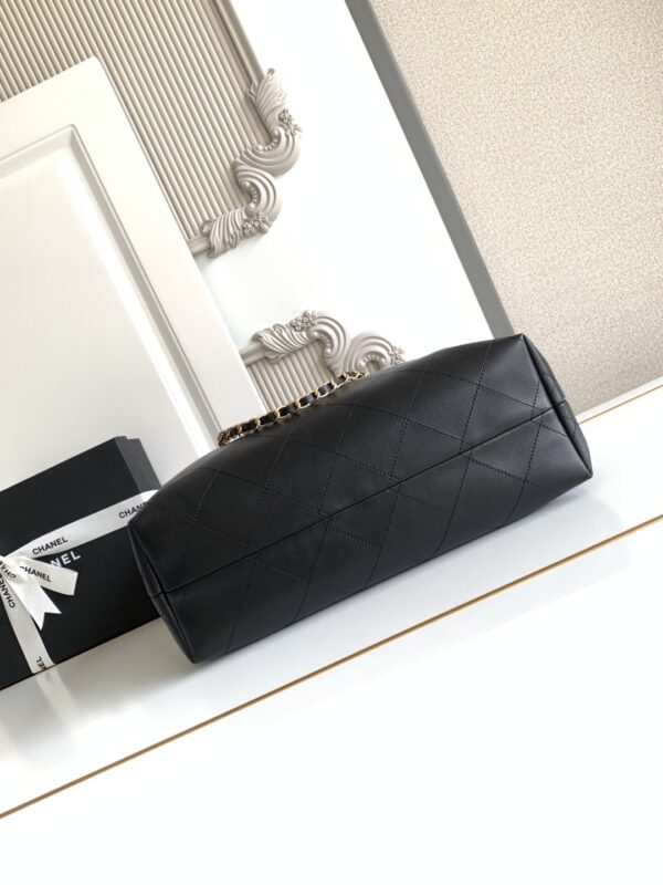 Black Quilted Leather Double-C Large Shoulder Tote Bag