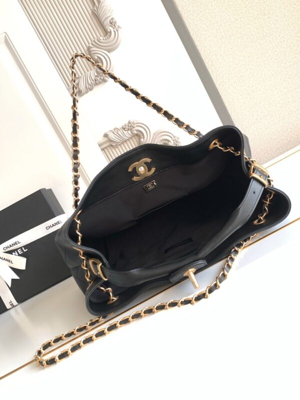 Black Quilted Leather Double-C Large Shoulder Tote Bag