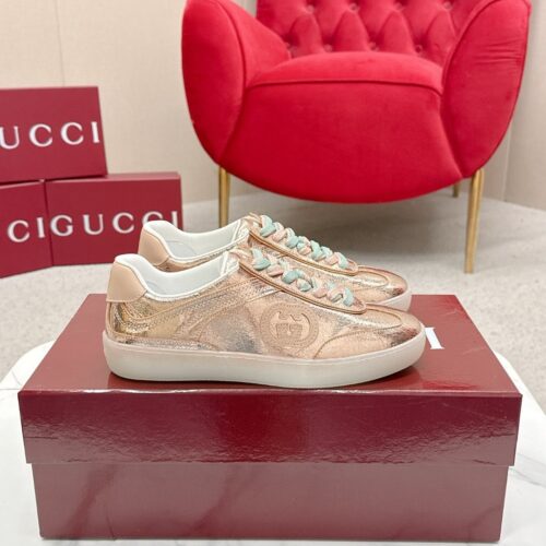 sy_no_510EC9A1B3CCBDF404F85613D2A806C2_0 Gucci B Sneaker Metallic Rose Gold Leather – Rose Gold / Champagne Pink