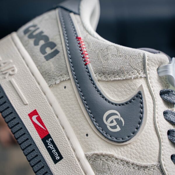 sy_no_51251216267667E8E67AC3DFF06B8588_4 Nike Air Force 1 Low x Gucci Custom – Grey / White
