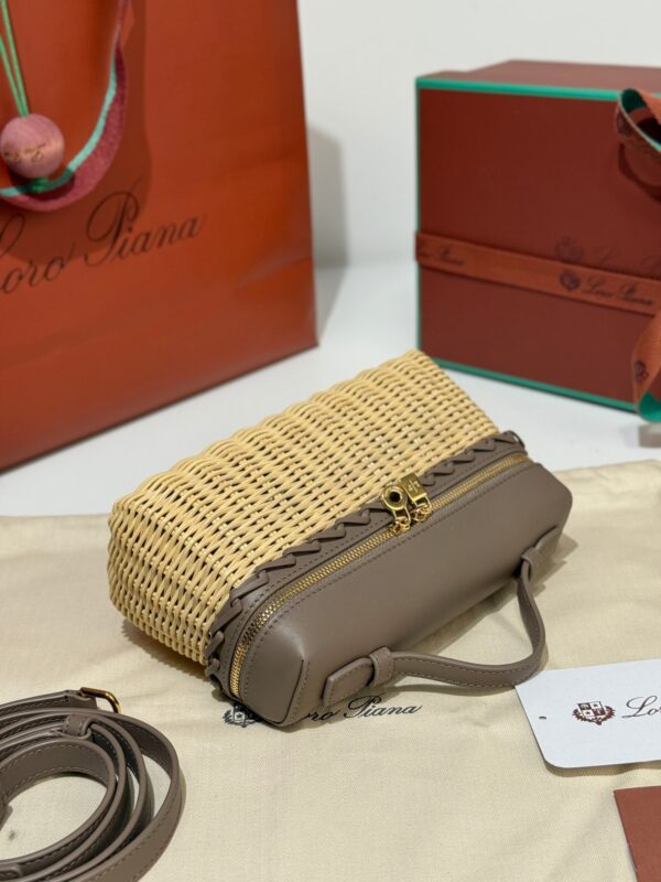 sy_no_523D2020F12F33FA75F83067EF8289B7_4 Loro Piana Extra Pocket L19 – Woven Leather Bag (Dark Brown)
