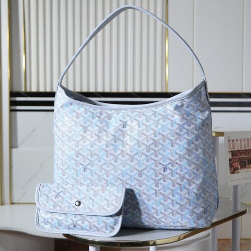 Ice Blue Canvas Hobo Tote Bag