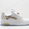 Louis Vuitton LV Trainer White & Ice Blue Floral Embroidery Sneakers