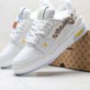 Louis Vuitton LV Trainer White & Ice Blue Floral Embroidery Sneakers