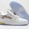 Louis Vuitton LV Trainer White & Ice Blue Floral Embroidery Sneakers