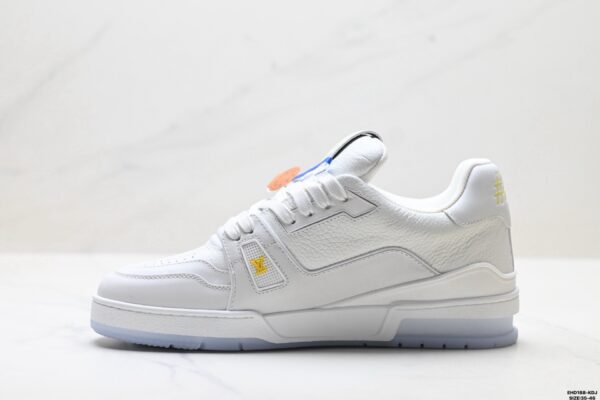 Louis Vuitton LV Trainer White & Ice Blue Floral Embroidery Sneakers