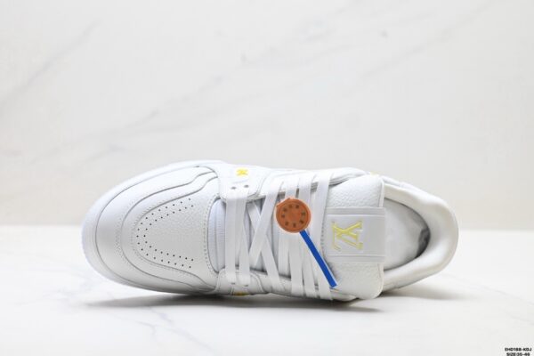 Louis Vuitton LV Trainer White & Ice Blue Floral Embroidery Sneakers