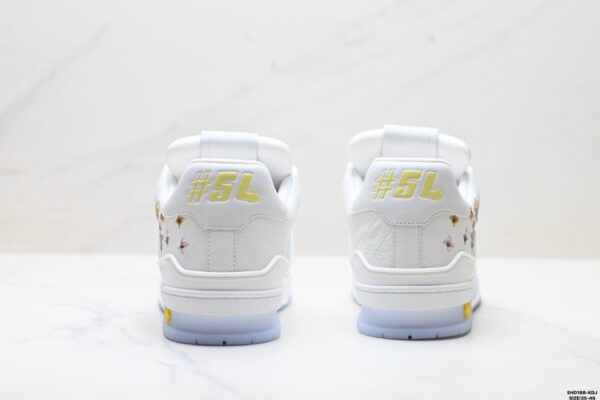 Louis Vuitton LV Trainer White & Ice Blue Floral Embroidery Sneakers