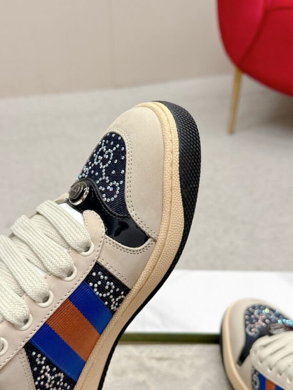 sy_no_5691E28FD90E5C82B1BB207590536726_6 Gucci Screener Crystal GG Denim & Beige Suede Sneaker – Blue / Beige