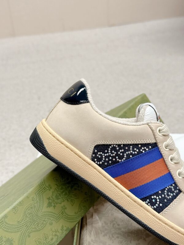 sy_no_5691E28FD90E5C82B1BB207590536726_7 Gucci Screener Crystal GG Denim & Beige Suede Sneaker – Blue / Beige