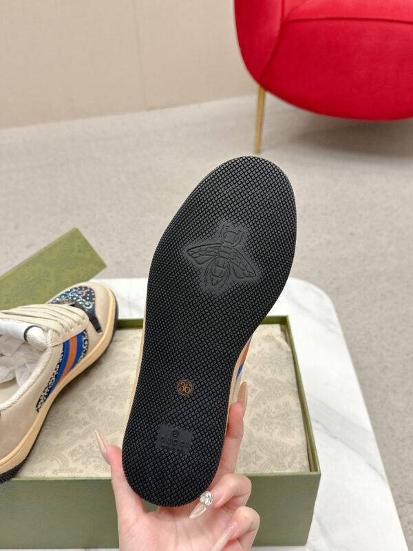 sy_no_5691E28FD90E5C82B1BB207590536726_8 Gucci Screener Crystal GG Denim & Beige Suede Sneaker – Blue / Beige