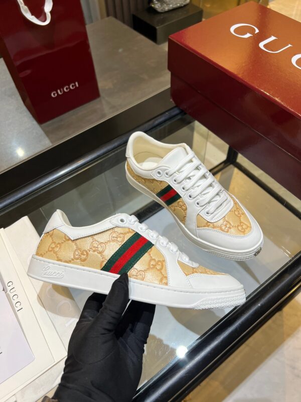 sy_no_56A59C8D3D08C9073598150B8C85E750_0 Gucci MAC80 GG Jacquard & White Leather Sneaker with Web Stripe