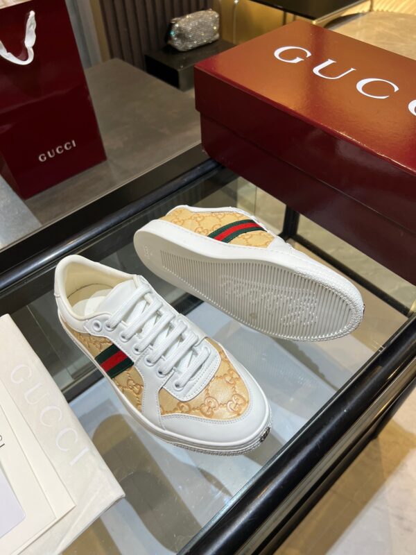 sy_no_56A59C8D3D08C9073598150B8C85E750_2 Gucci MAC80 GG Jacquard & White Leather Sneaker with Web Stripe