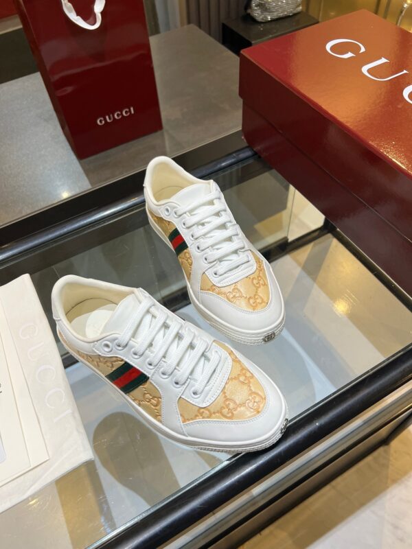 sy_no_56A59C8D3D08C9073598150B8C85E750_3 Gucci MAC80 GG Jacquard & White Leather Sneaker with Web Stripe